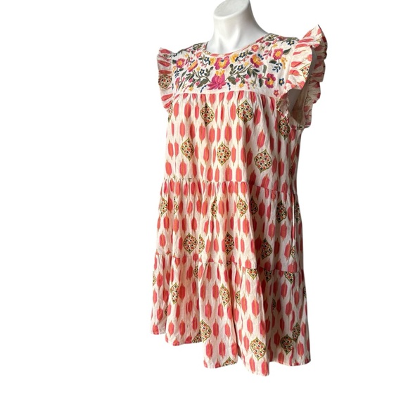 THML Charlene Colorful Floral Embroidered Cotton & Linen Dress, Sz S - Picture 7 of 15